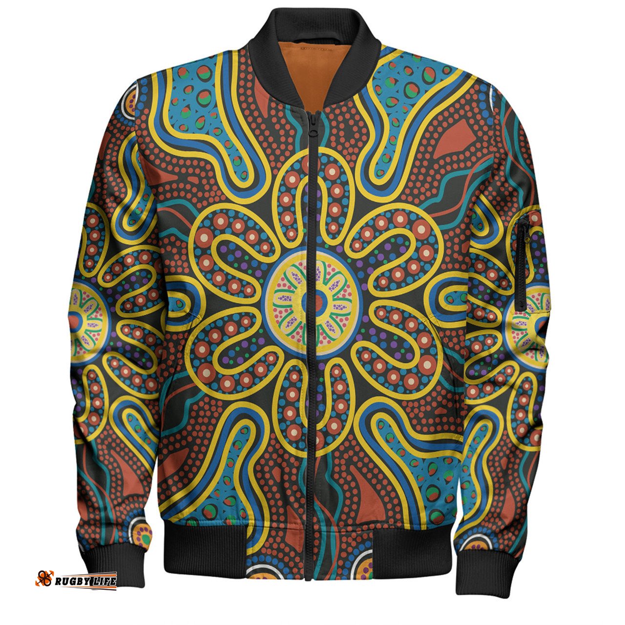Amazing Aussie Australia Dot Painting Inspired Aboriginal Aboriginal Dot Art Color Inspired Bomber Jacket