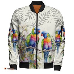 Amazing Aussie Australia Rainbow Lorikeets Rainbow Lorikeets Birds Art Bomber Jacket