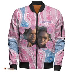 Amazing Aussie Australia Personalised Aboriginal Custom River And Turtles Dot Art Painting Pink Bomber Jacket