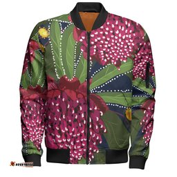 Amazing Aussie Australia Flowers Aboriginal Australian Waratah Flower Art Bomber Jacket