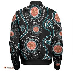 Amazing Aussie Australia Dot Painting Inspired Aboriginal Aboriginal Green Dot Patterns Art Painting Bomber Jacket