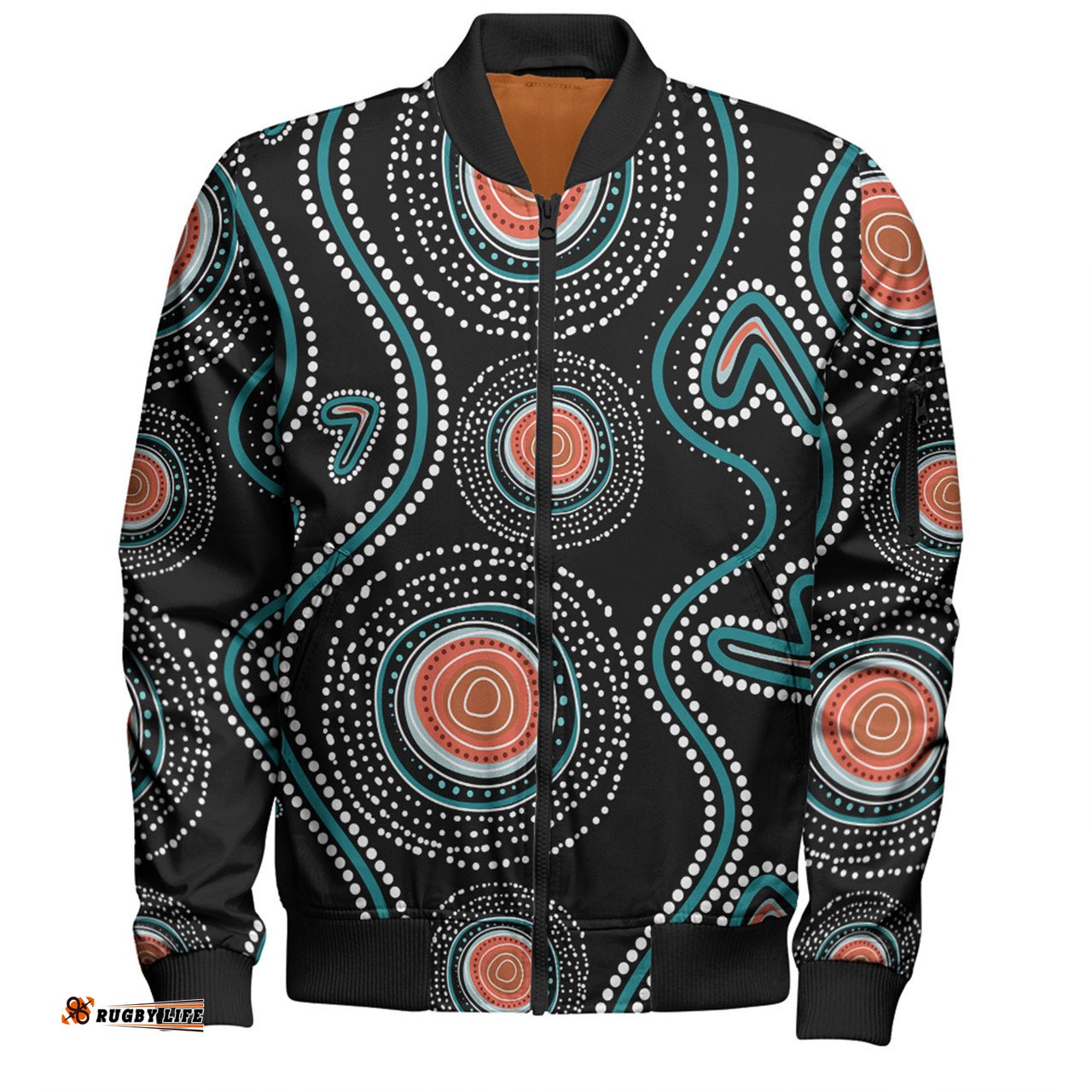 Amazing Aussie Australia Dot Painting Inspired Aboriginal Aboriginal Green Dot Patterns Art Painting Bomber Jacket