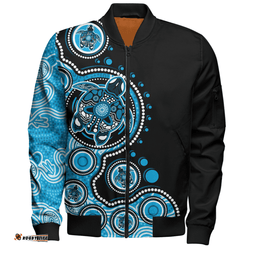 Amazing Aussie Australia Indigenous Turtle Aboriginal Dot Art Blue Bomber Jacket