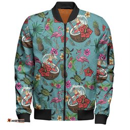 Amazing Aussie Australia Christmas Surfing Funny Santa Surfing Colorful Seamless Pattern Bomber Jacket