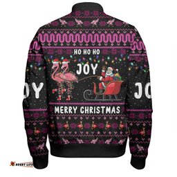 Amazing Aussie Australia Christmas Custom Aussie Christmas Pink Flamingo Santa Sleigh Bomber Jacket
