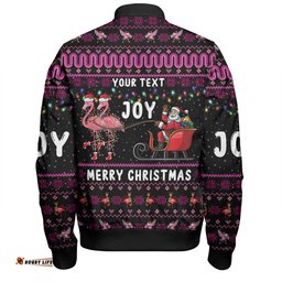 Amazing Aussie Australia Christmas Custom Aussie Christmas Pink Flamingo Santa Sleigh Bomber Jacket
