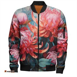 Amazing Aussie Australia Waratah Waratah Oil Painting Abstract Ver5 Bomber Jacket