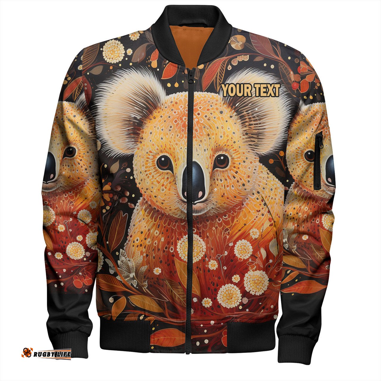 Amazing Aussie Australia Koala Custom Aboriginal Koala With Golden Wattle Flowers Bomber Jacket