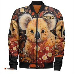 Amazing Aussie Australia Koala Custom Aboriginal Koala With Golden Wattle Flowers Bomber Jacket