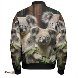 Amazing Aussie Australia Koala Three Koalas with Gum Trees Ver3 Bomber Jacket