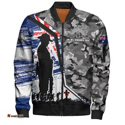 Amazing Aussie Australia Remembrance Day Heroic Soldier Legacy Bomber Jacket