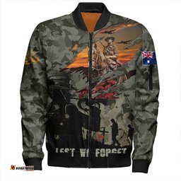 Amazing Aussie Australia Remembrance And Valor Lest We Forget The Fallen Bomber Jacket