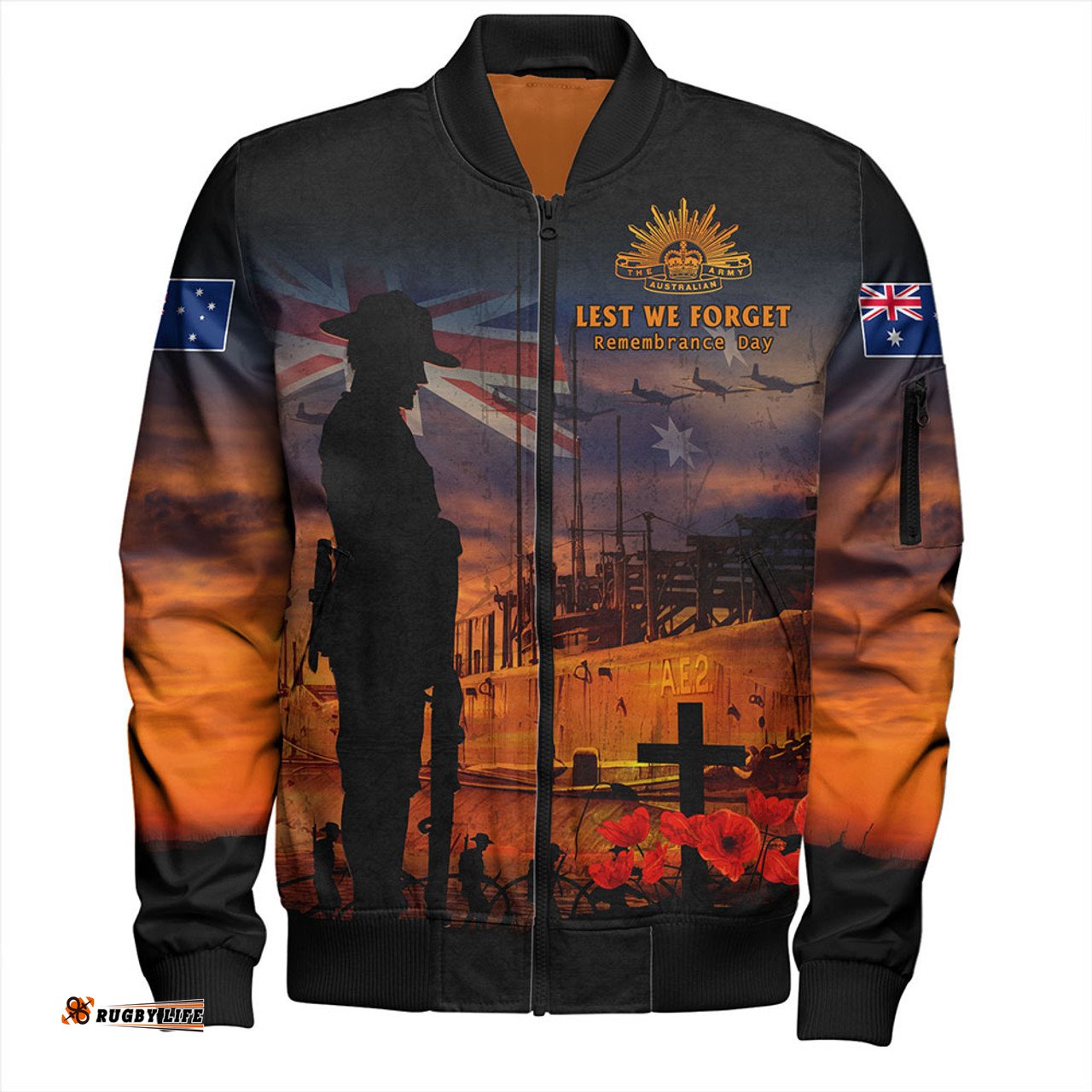 Amazing Aussie Australia Sunset Of Sacrifice And Remembrance Day Honor Bomber Jacket