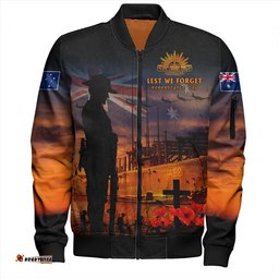 Amazing Aussie Australia Sunset Of Sacrifice And Remembrance Day Honor Bomber Jacket