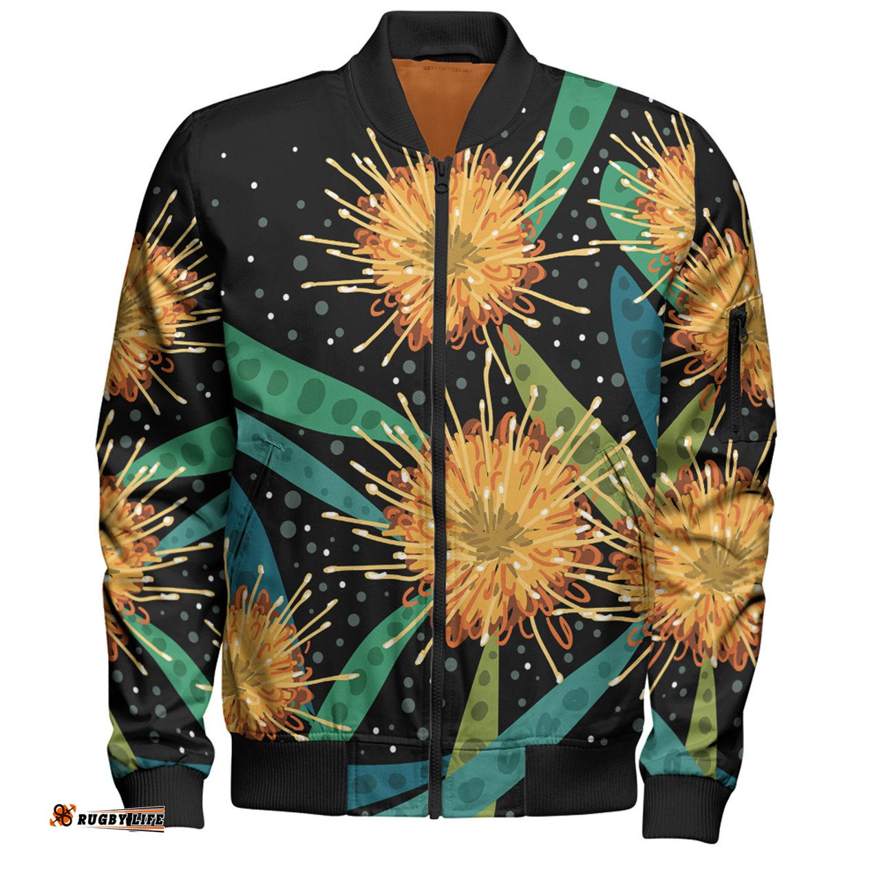 Amazing Aussie Australia Flowers Aboriginal Australian Yellow Hakea Flower Art Bomber Jacket