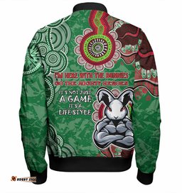 Amazing Aussie Australia Rabbitohs Custom Bunnies for Life Bomber Jacket