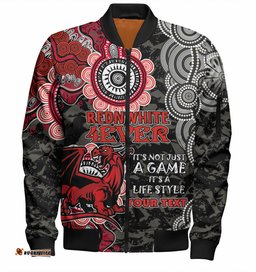 Amazing Aussie Australia Illawarra and St George Custom Red White Forever Bomber Jacket