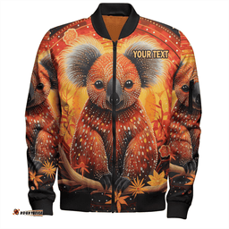 Amazing Aussie Australia Koala Custom Dreaming Art Koala Aboriginal Inspired Bomber Jacket
