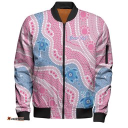 Amazing Aussie Australia Turtles Aboriginal Custom Dreamtime River And Turtles Dot Art Painting Pink Bomber Jacket