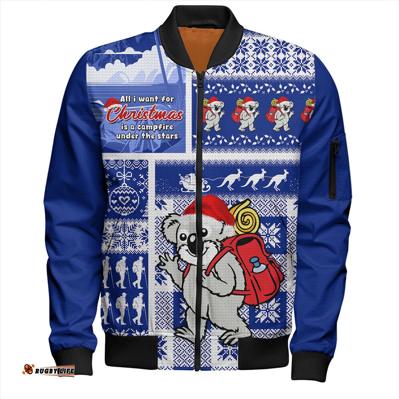 Amazing Aussie Australia Koala Wonderland Christmas Blue Bomber Jacket