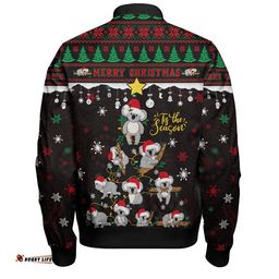 Amazing Aussie Australia Merry Christmas Tis The Season Koala Edition Bomber Jacket