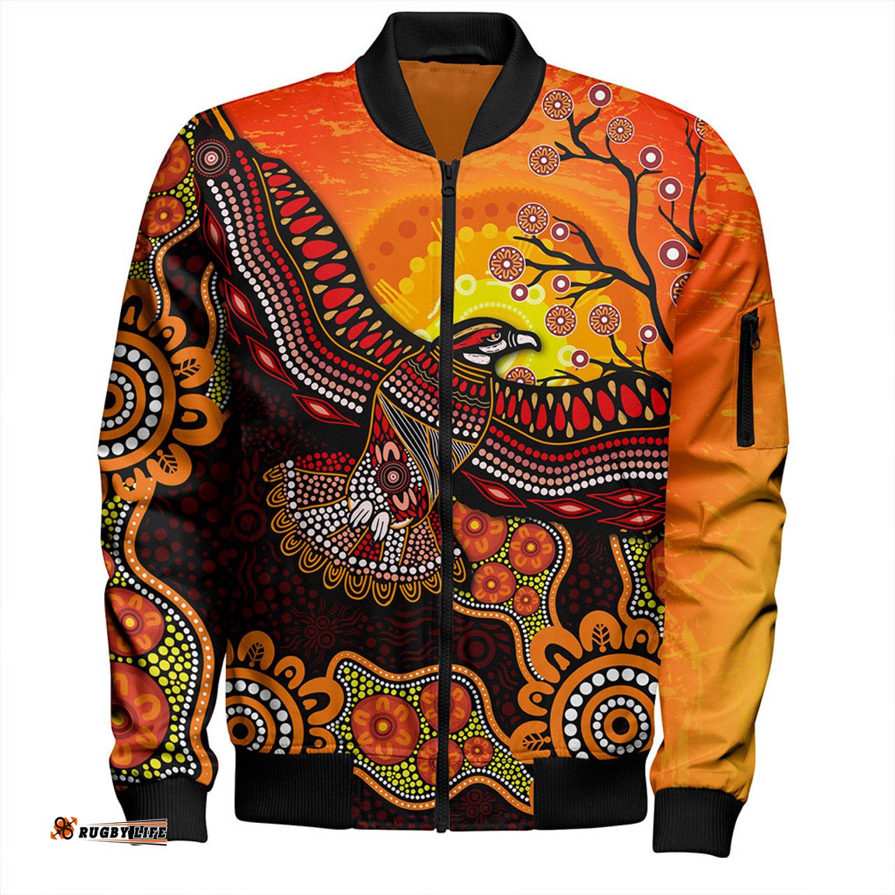 Amazing Aussie Australia Eagle Aboriginal Dot Painting Traditional Bomber Jacket