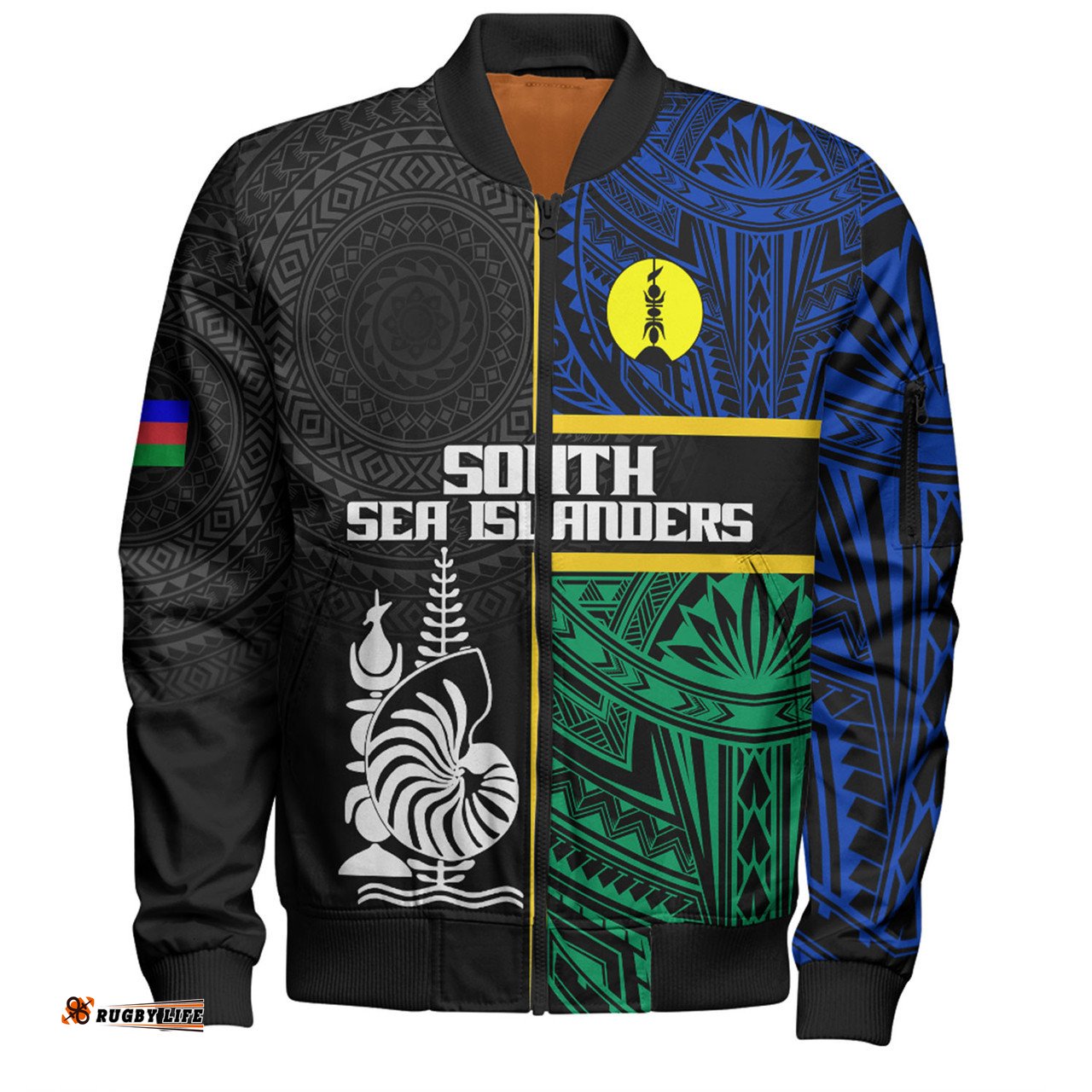 Amazing Aussie Australia South Sea Islanders New Caledonia Flag Polynesian Tattoo Style Bomber Jacket