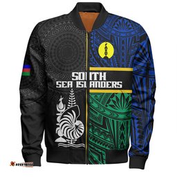 Amazing Aussie Australia South Sea Islanders New Caledonia Flag Polynesian Tattoo Style Bomber Jacket