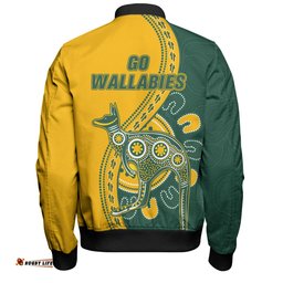 Amazing Aussie Australia Wallabies Custom Go Wallabies Aboriginal Inspired Jersey Yellow Bomber Jacket