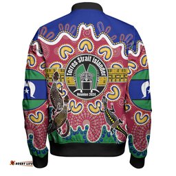 Amazing Aussie Australia Torres Strait Islands Custom Torres Strait Islanders Dhari With Goannas And Dot Art Reunion Bomber Jacket