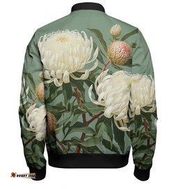 Amazing Aussie Australia Waratah White Waratah Flowers Fine Art Ver1 Bomber Jacket