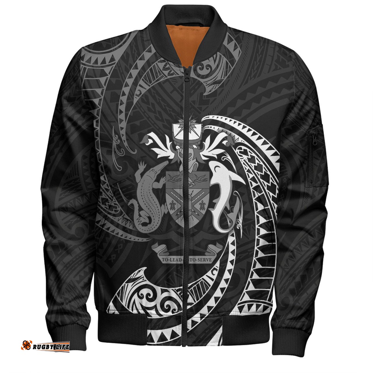 Amazing Aussie Australia South Sea Islanders Solomon Islands White Tribal Wave Pattern Bomber Jacket