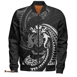 Amazing Aussie Australia South Sea Islanders Solomon Islands White Tribal Wave Pattern Bomber Jacket