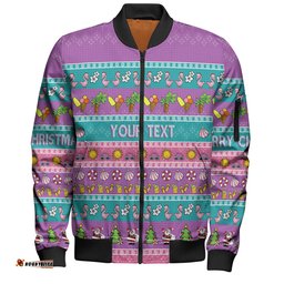 Amazing Aussie Australia Christmas Custom Aussie Christmas Flamingo Summer Vibes Purple Bomber Jacket
