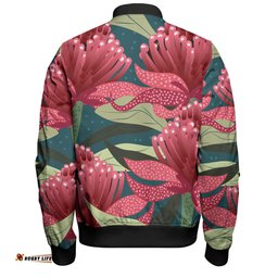 Amazing Aussie Australia Flowers Aboriginal Australian Waratah Flowers Painting In Aboriginal Style Bomber Jacket