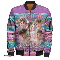 Amazing Aussie Australia Christmas Custom Personalised Purple Summer Vibes Chrissie Present Bomber Jacket