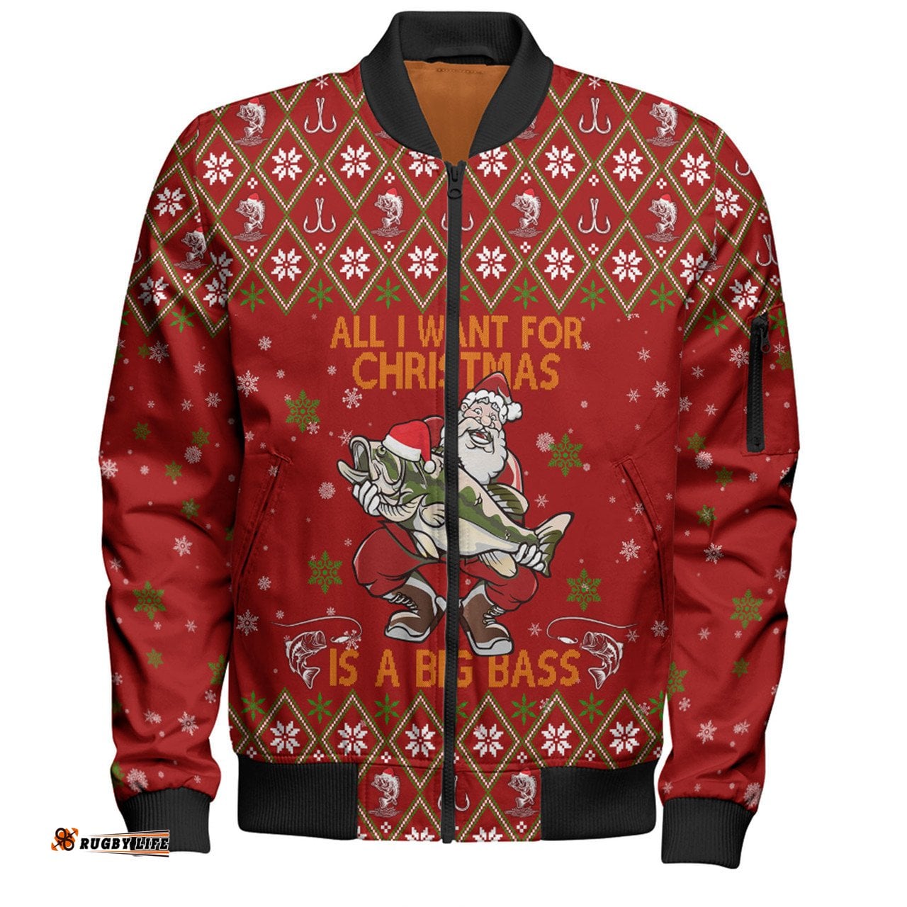 Amazing Aussie Australia Christmas Fishing Custom All I Want For Christmas Is A Big Bass Bomber Jacket