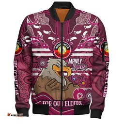 Amazing Aussie Manly Warringah Sea Eagles Custom For Our Elders Home Jersey Bomber Jacket