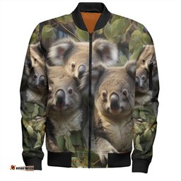 Amazing Aussie Australia Koala Three Koalas with Gum Trees Ver1 Bomber Jacket