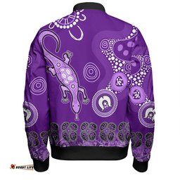Amazing Aussie Australia Goanna Aboriginal Indigenous Dot Goanna (Purple) Bomber Jacket