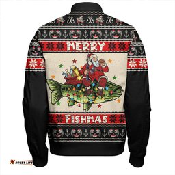 Amazing Aussie Australia Fishing Santa Ugly Christmas Bomber Jacket