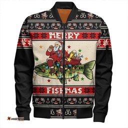 Amazing Aussie Australia Fishing Santa Ugly Christmas Bomber Jacket