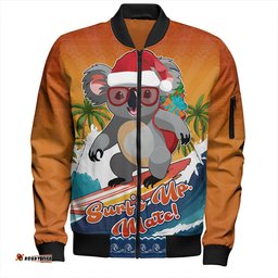 Amazing Aussie Australia Merry Christmas Surf's Up, Mate Koala Bomber Jacket