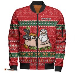 Amazing Aussie Australia Christmas Custom Merry Chrismas I'm Laying On Your Present Bomber Jacket