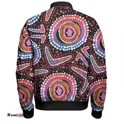 Amazing Aussie Australia Dot Painting Inspired Aboriginal Boomerang From Aboriginal Art Bomber Jacket