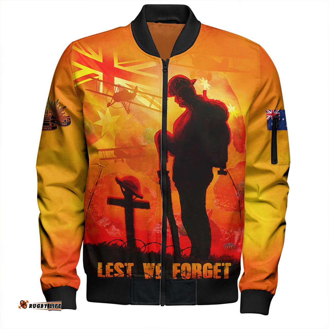 Amazing Aussie Australia Dawn Of Sacrifice Anzac Remembrance Bomber Jacket