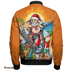 Amazing Aussie Australia Christmas Down Under Santa's Beach Escape Bomber Jacket