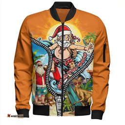 Amazing Aussie Australia Christmas Down Under Santa's Beach Escape Bomber Jacket