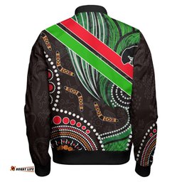 Amazing Aussie Australia Rabbitohs Anzac Aboriginal Inspired Australia Rabbitohs Remembrance Day with Poppy Flower Bomber Jacket