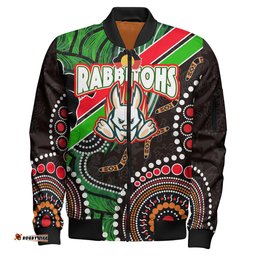 Amazing Aussie Australia Rabbitohs Anzac Aboriginal Inspired Australia Rabbitohs Remembrance Day with Poppy Flower Bomber Jacket